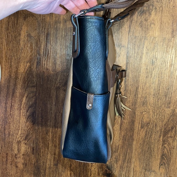 Rosetti Brown/Taupe/Black Tassel Shoulder Purse - Picture 6 of 16